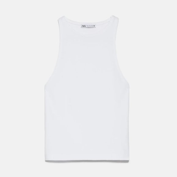 ZARA WHITE HALTERNECK T-SHIRT BLOUSE - Picture 2 of 5